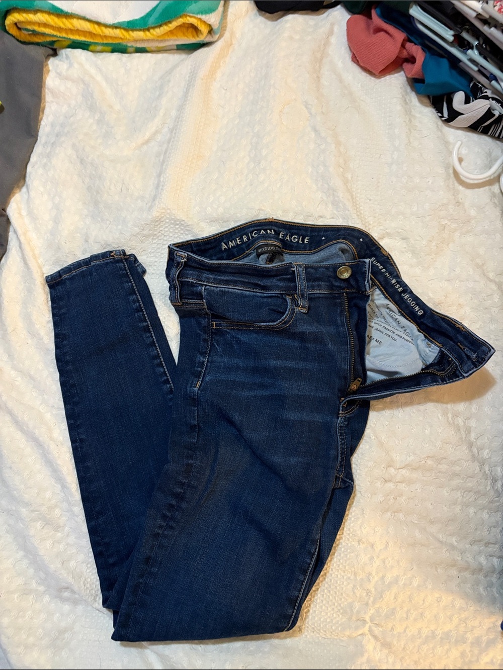 American Eagle Outfitters Dark Blue Jeggings - Slim Fit